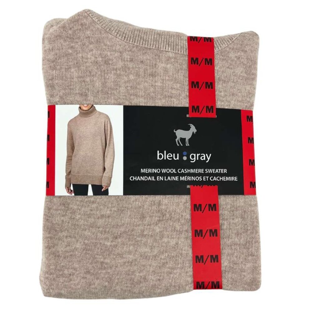 Bleu Gray Women's Tan Merino Wool Cashmere Sweater | Various Sizes
